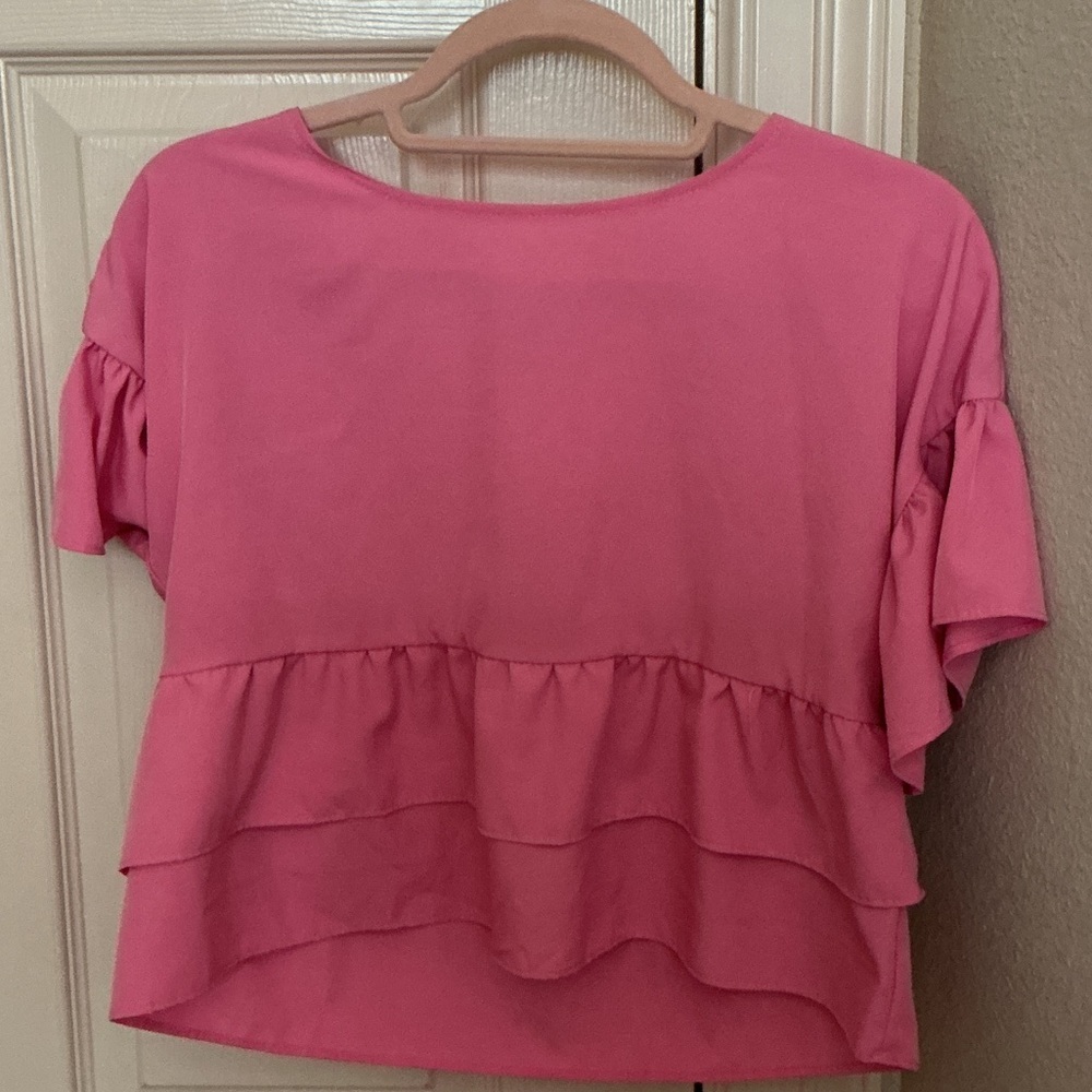 SHEIN Pink Layered Ruffle Blouse